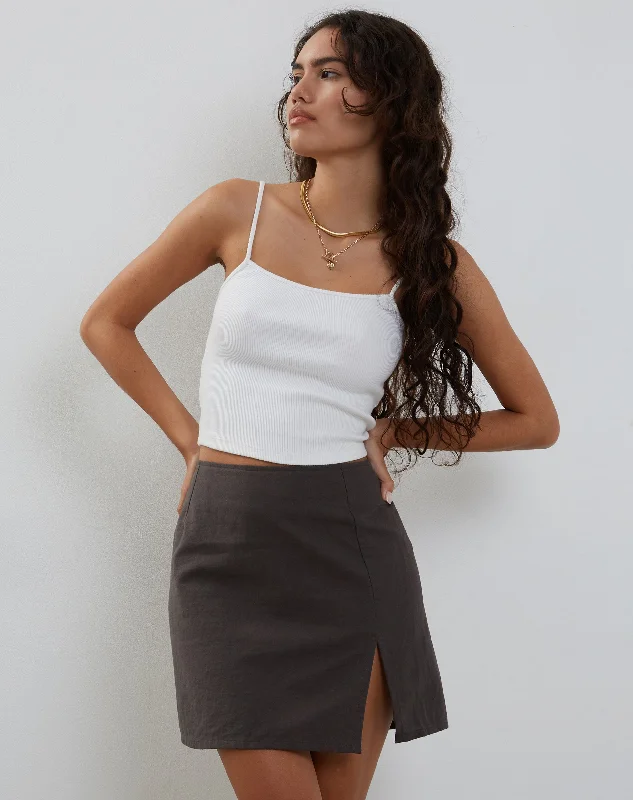 trendy tiered skirts for women -trendy culottes for women -Sheny Mini Skirt in Charcoal Grey