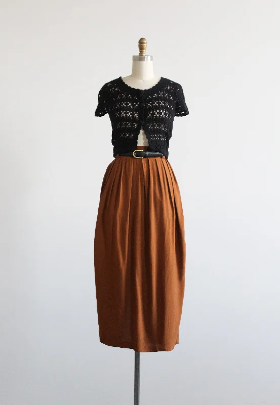 women's ruffle skirts -women's jogger pants -tobacco midi skirt