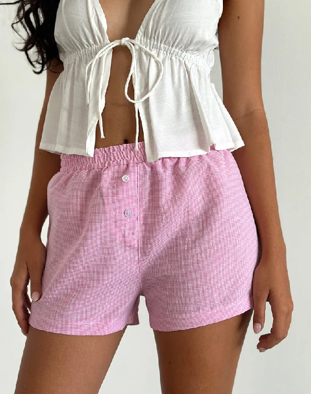 women's satin skirts -women's satin skirts -Voir Short in Poplin Gingham Pink